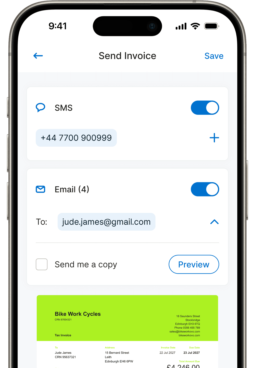 Zeller - Invoices on Zeller App, Send invoice