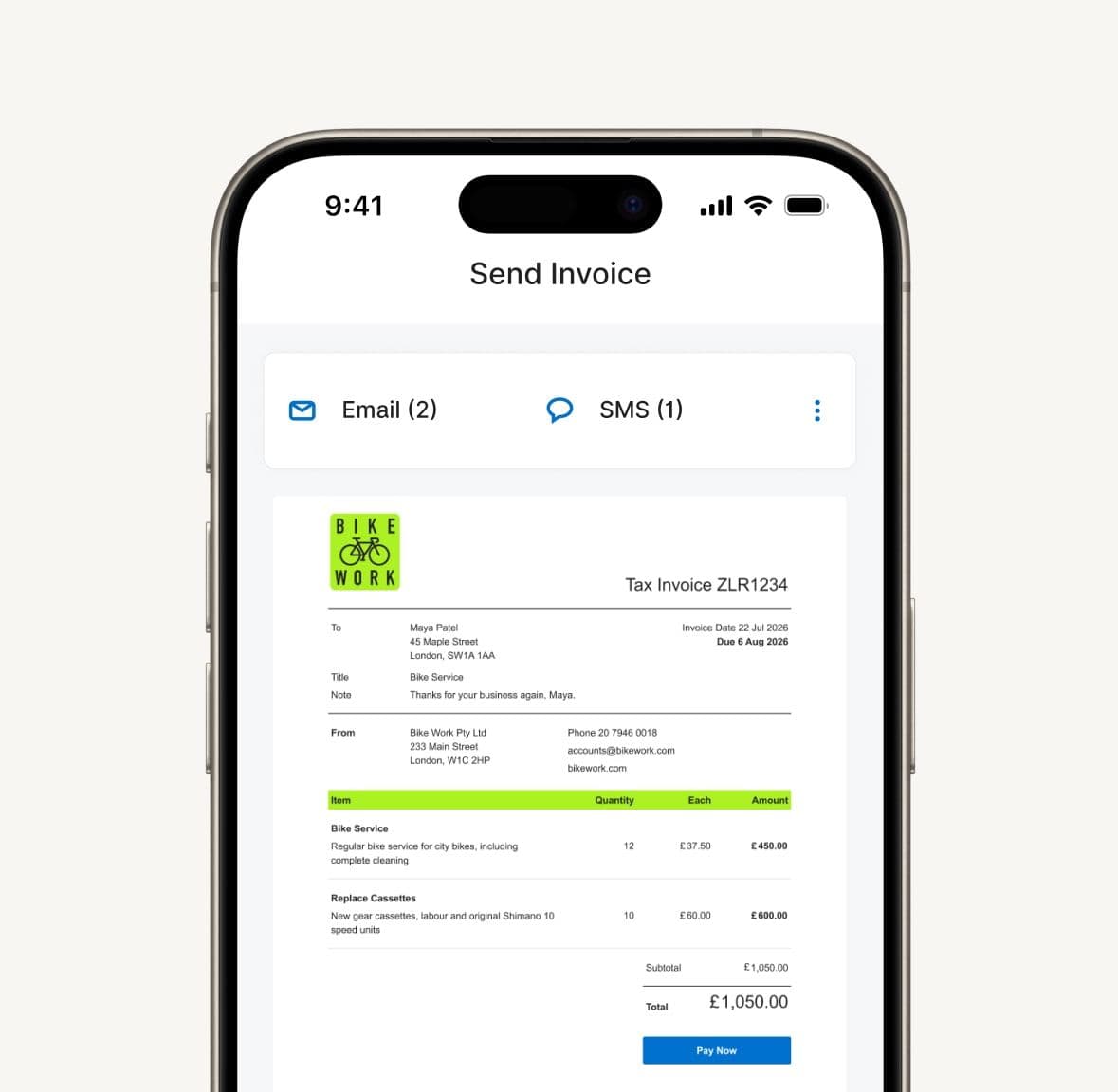 Zeller - Custom Invoice example