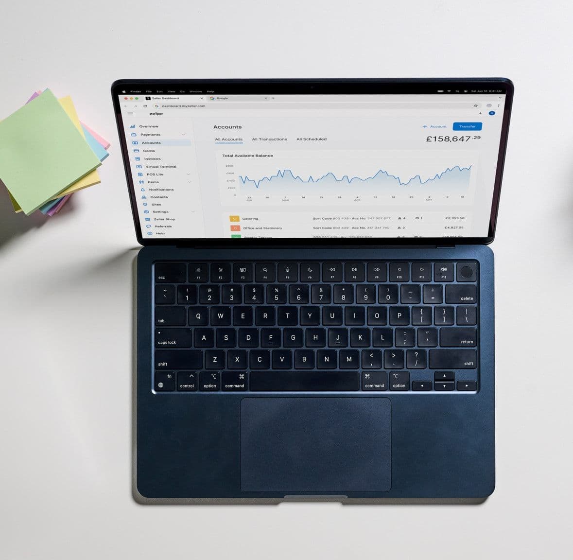 Zeller - Accounts screen on laptop in health setting