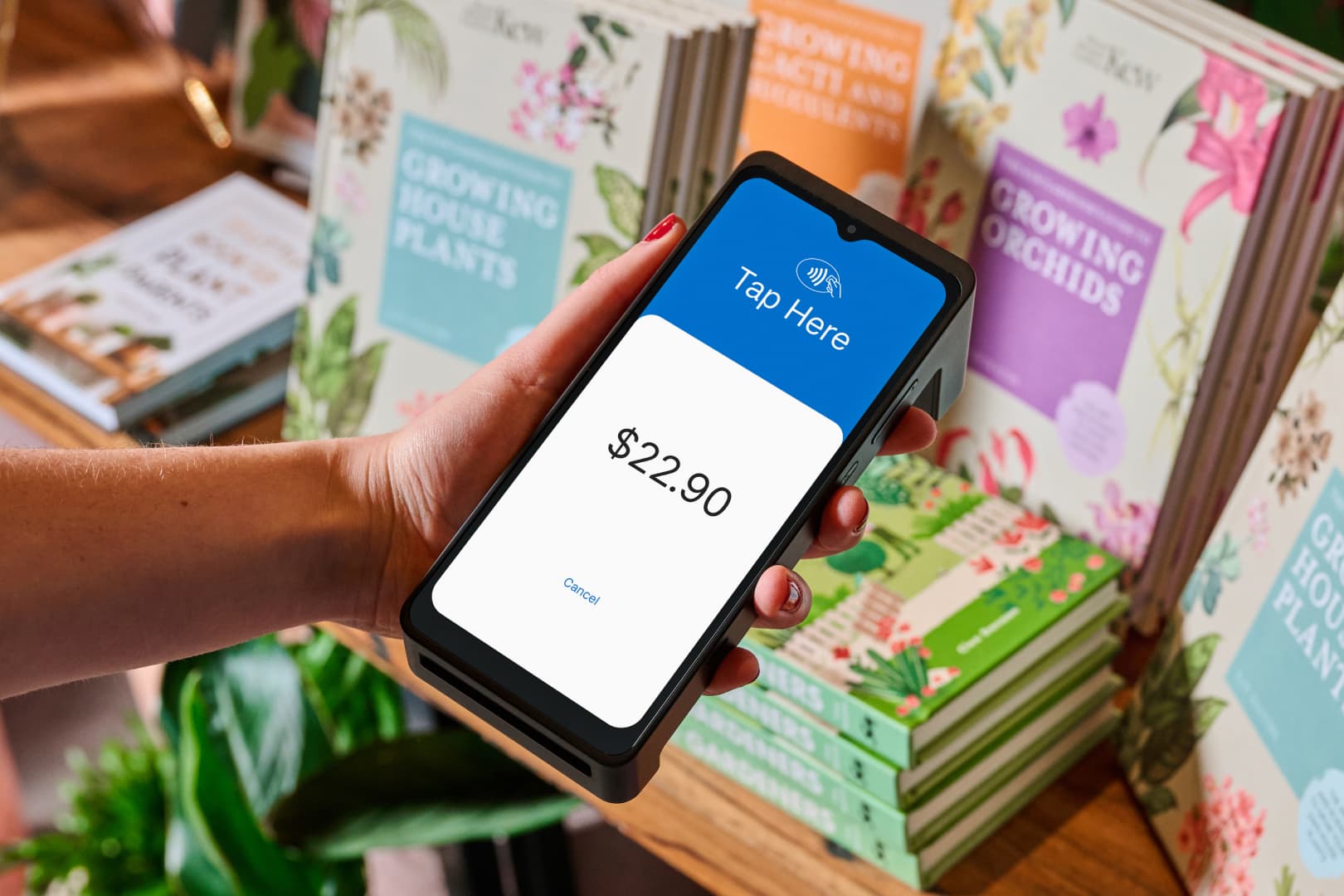 Accepting payment in bookstore using Zeller Terminal 2