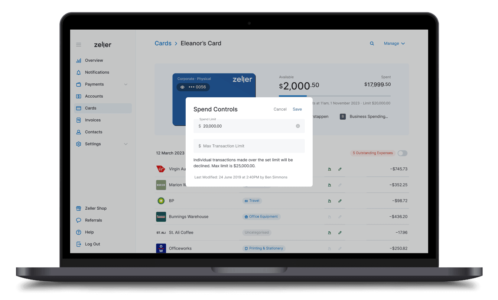Zeller - Corporate Cards- Spend Controls