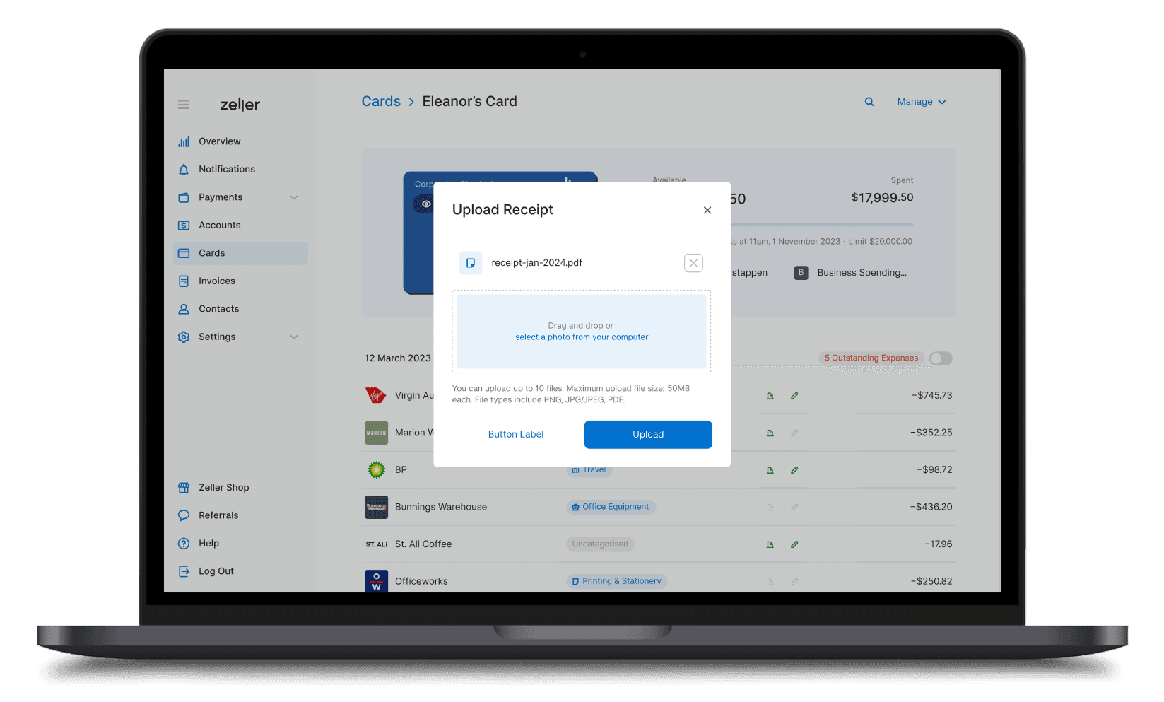 Zeller - Corporate Cards - Upload Receipt