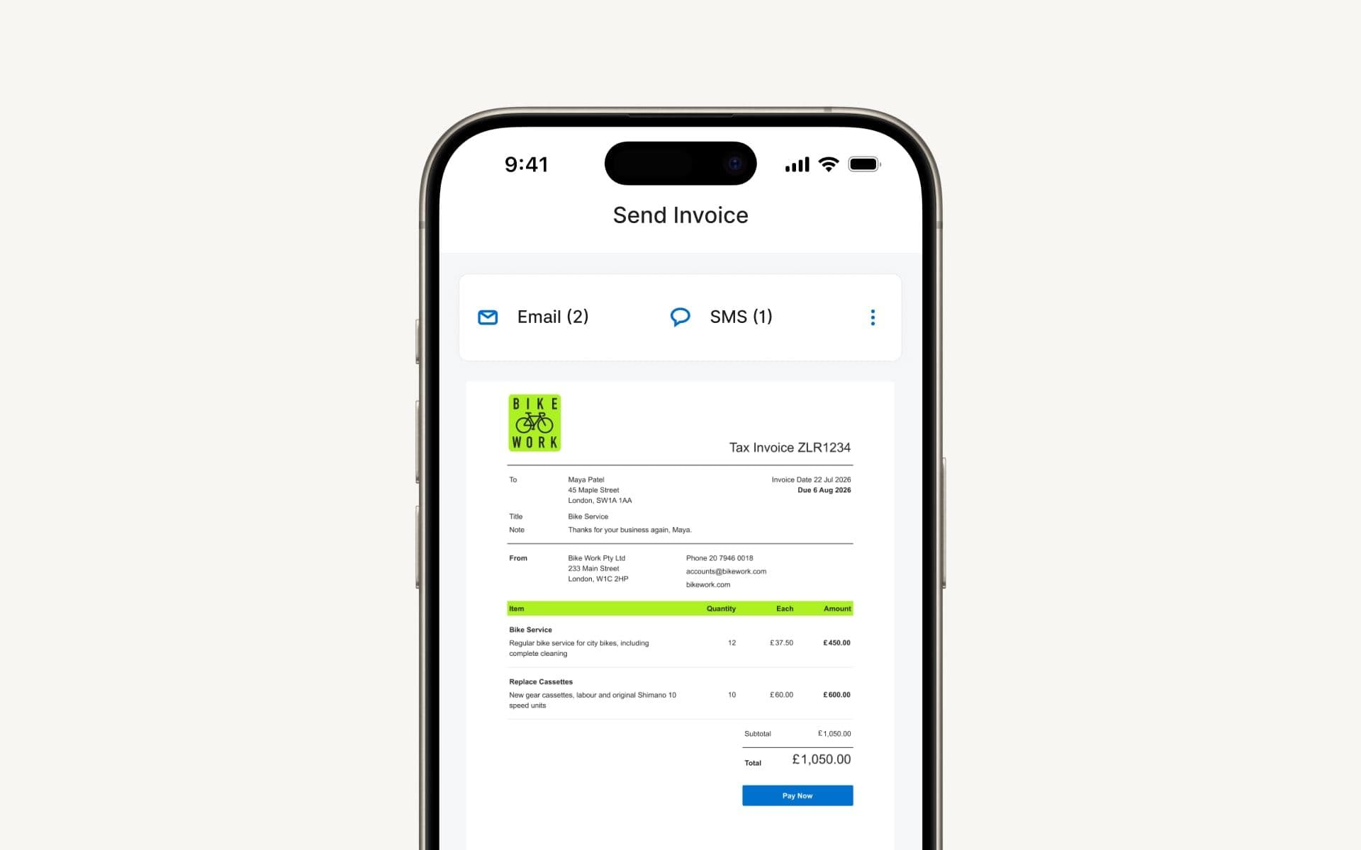 Zeller - Custom Invoice example