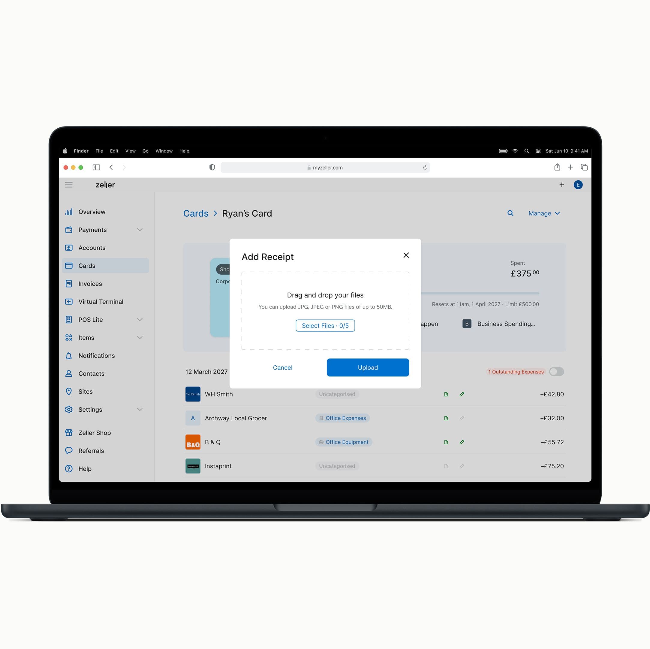 Attach receipts to expenses