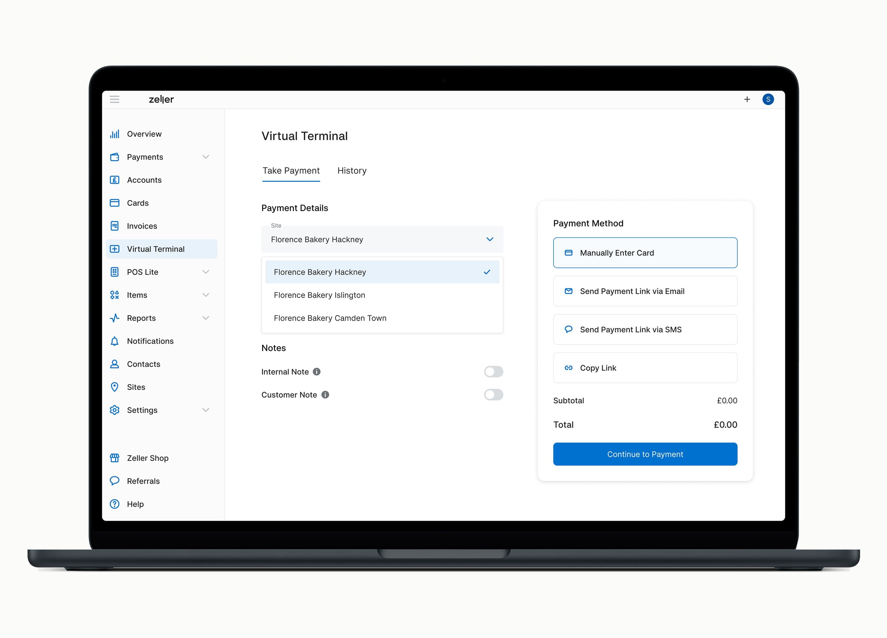 Virtual Terminal - Select a site - UK