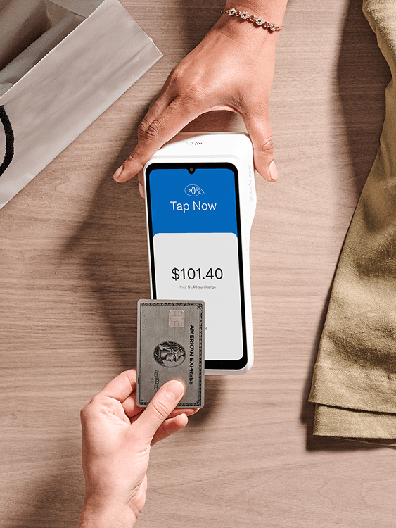 Zeller terminal 1x white receiving AMEX payment