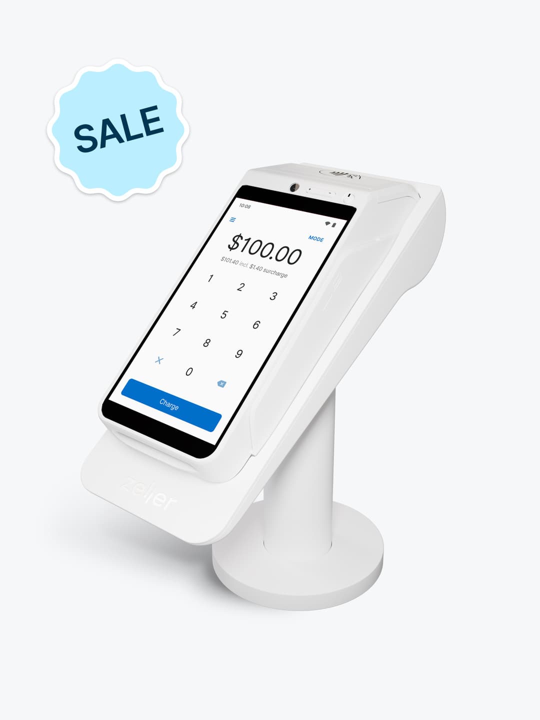 Zeller Powered Stand for Zeller Terminal in White High