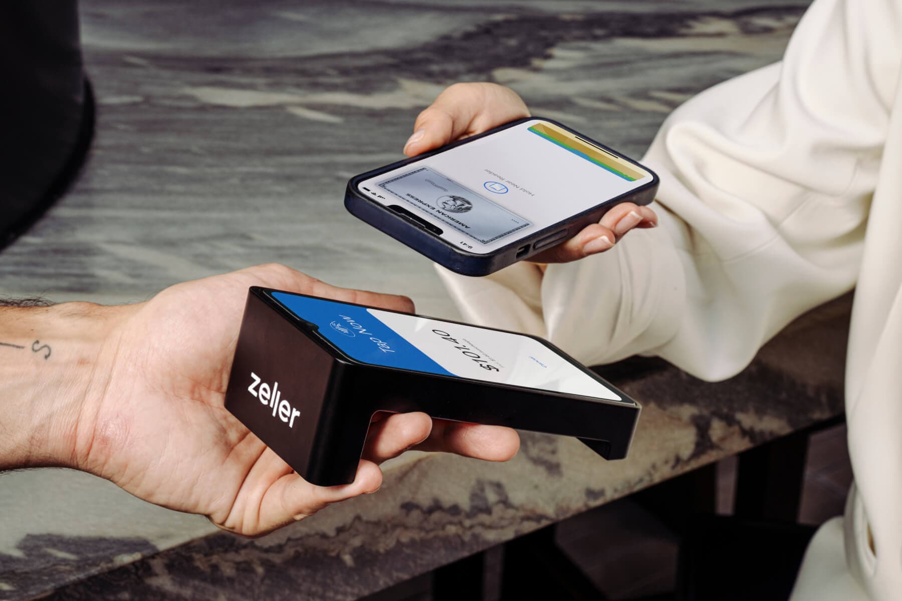 Making payment o Zeller Terminal with American Express card on Apple Pay